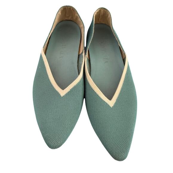 Vivaia Vienna Pointed Toe V-Cut Flats Pale Turquoise-Work/Office/Comfortable-8 - Picture 1 of 6